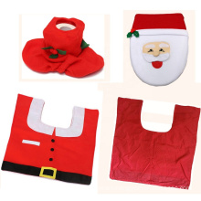 2018 Christmas! 3 Pcs Christmas Decorations/ Happy Santa Toilet Seat Cover and Rug Bathroom Set